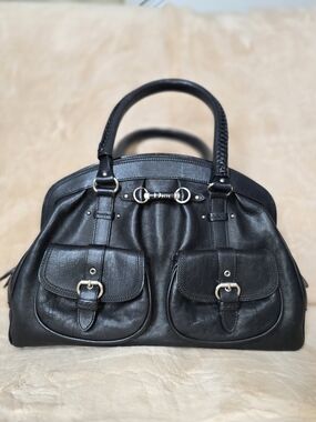 Vintage Christian Dior "My Dior" Frame Pocket Satchel Black Leather